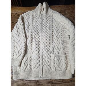 Vintage Athena Designs Women’s Knit Cardigan Irish Wool Fisherman Handmade